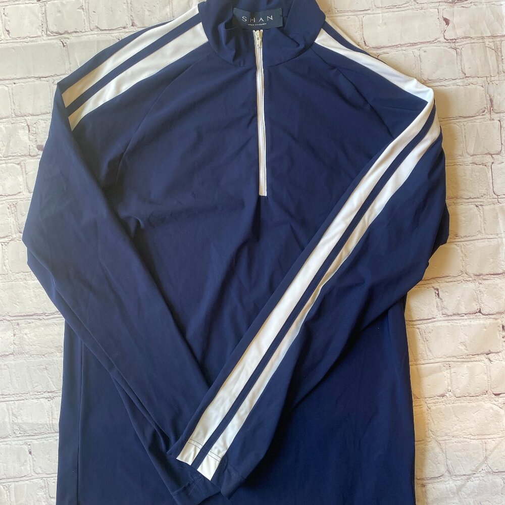 NWT SHAN Long Sleeve Rash Guard Nave/White Size Medium